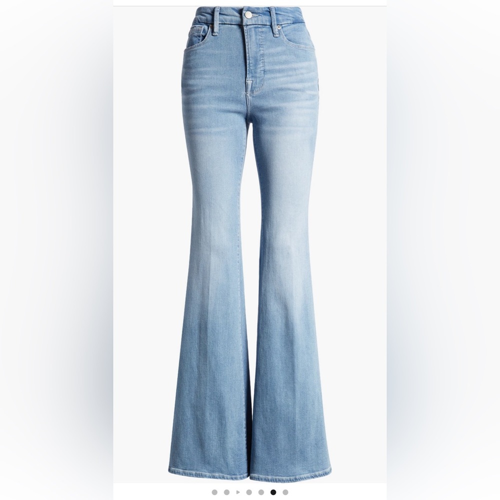 Good American good legs split back pocket flare leg Denim Jeans - Picture 6 of 10